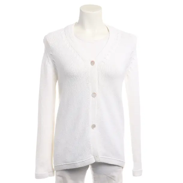 Cardigan in White, Cotton, Joe Taft