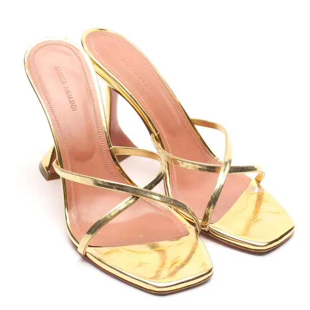 Heeled Sandals in Metallic, , Amina Muaddi