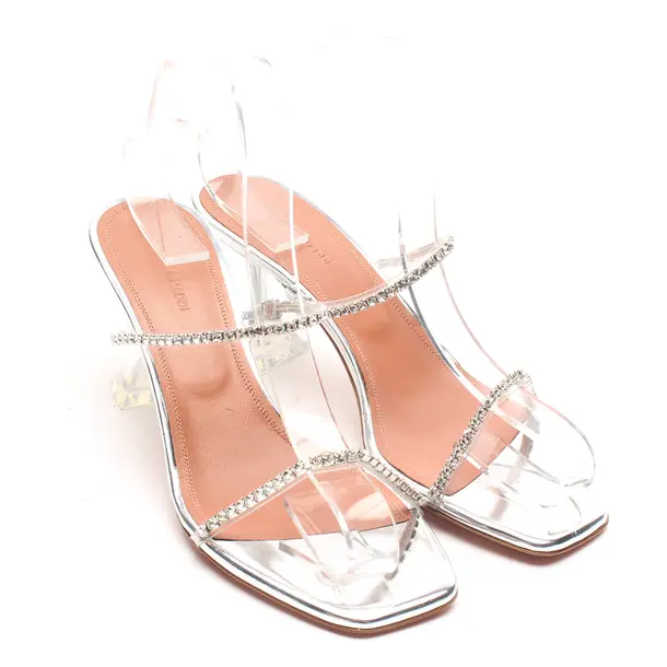 Heeled Sandals in Metallic, , Amina Muaddi