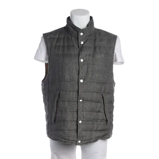 Weste, in Grau, Leinen, Brunello Cucinelli