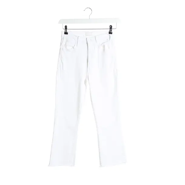 Straight Fit Jeans in White, Cotton, Mother
