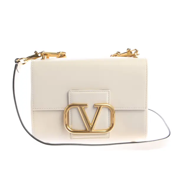 Shoulder Bag in White, Leather, Valentino