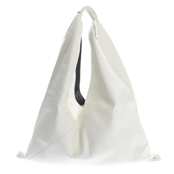 Shoulder Bag in White, Leather, MM6