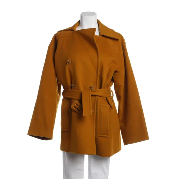 Mid-Season Coat in Orange, Wool, Mulberry