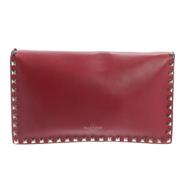 Clutch Bag, in Red, Leather, Valentino