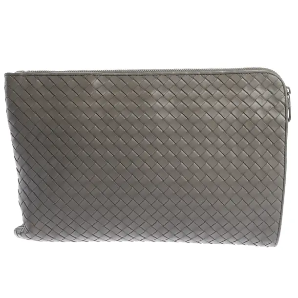Laptop Bag, in Gray, Leather, Bottega Veneta