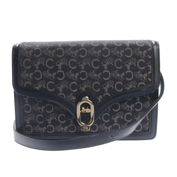 Shoulder Bag, in Navy, Cotton, Céline