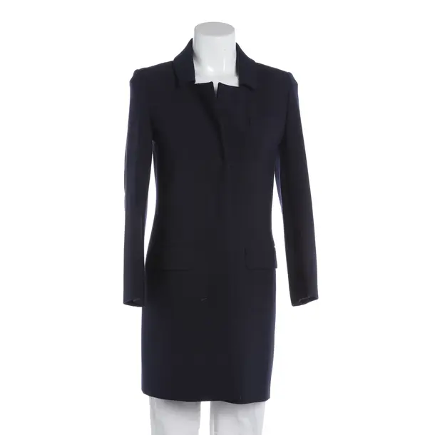 Mid-Season Coat, in Navy, Polyester, Closed