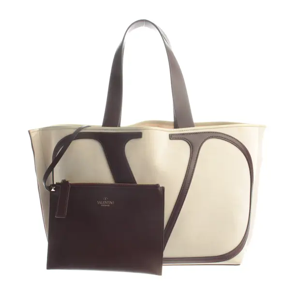 Shopper Bag, in Beige, Cotton, Valentino