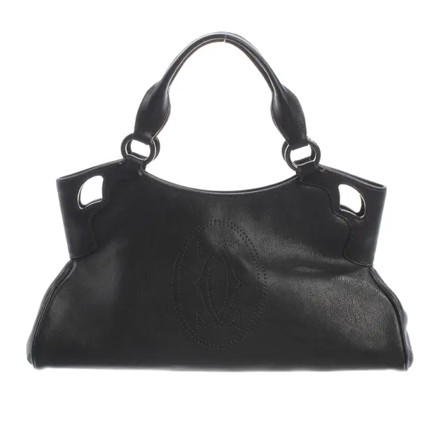 Handtasche, in Schwarz, Leder, Cartier