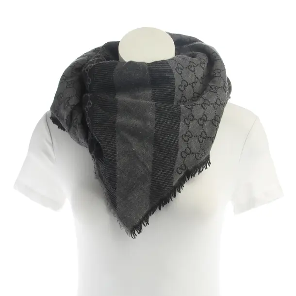 Schal, in Hellgrau, Wolle, Gucci