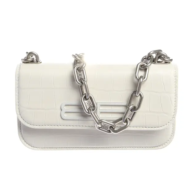 Schultertasche in Weiß, Leder, Balenciaga