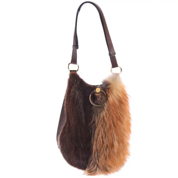 Schultertasche in Braun, Fell, Marni
