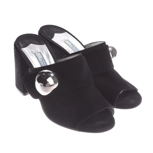 Heeled Sandals, in Black, Prada