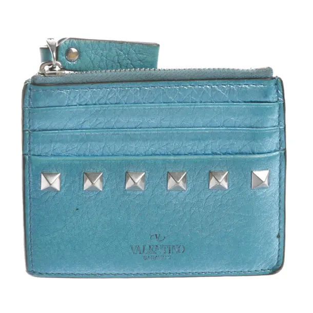 Kartenetui in Blau, Leder, Valentino