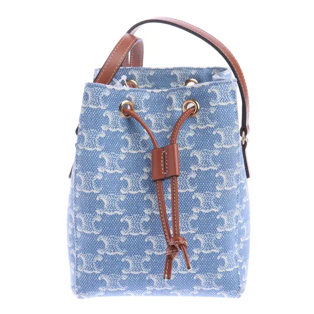 Bucket Bag in Blue, Cotton, Céline