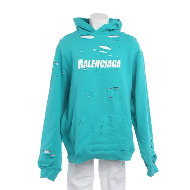 Hoodie in Blau, Baumwolle, Balenciaga