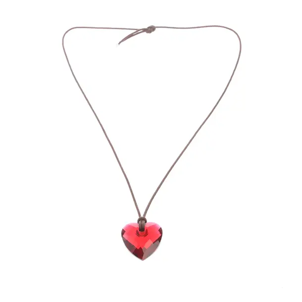 Halskette in Rot, Leder, Swarovski