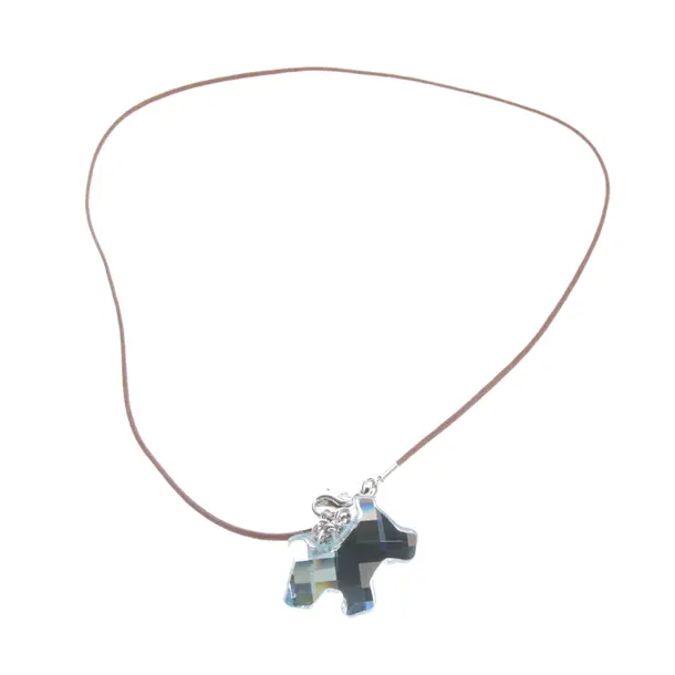 Halskette in Blau, Leder, Swarovski