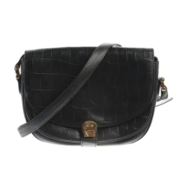 Umhängetasche in Schwarz, Leder, Aigner