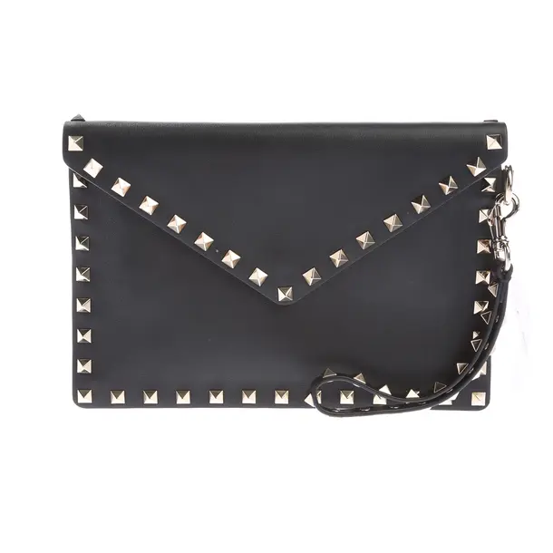 Clutch Bag in Black, Leather, Valentino