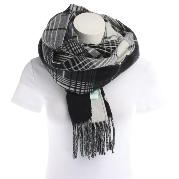 Scarf in Black, Wool, Off-White