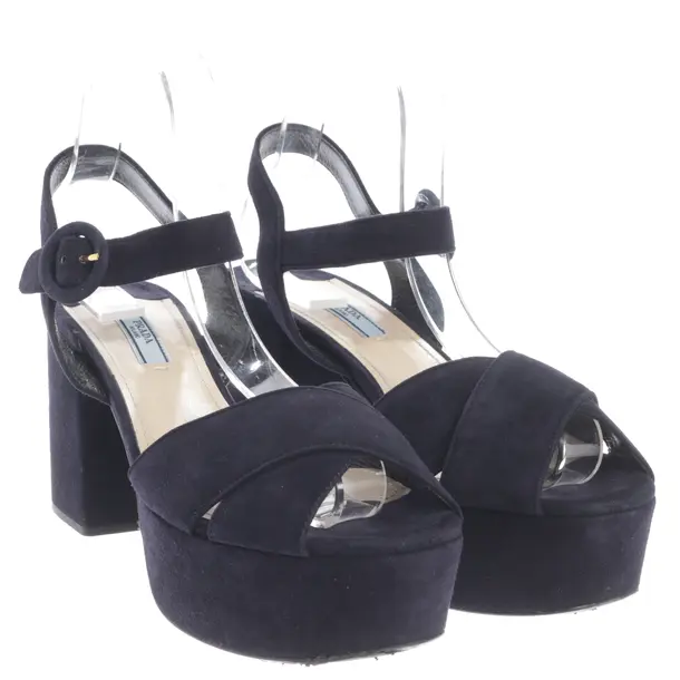 Heeled Sandals in Blue, , Prada