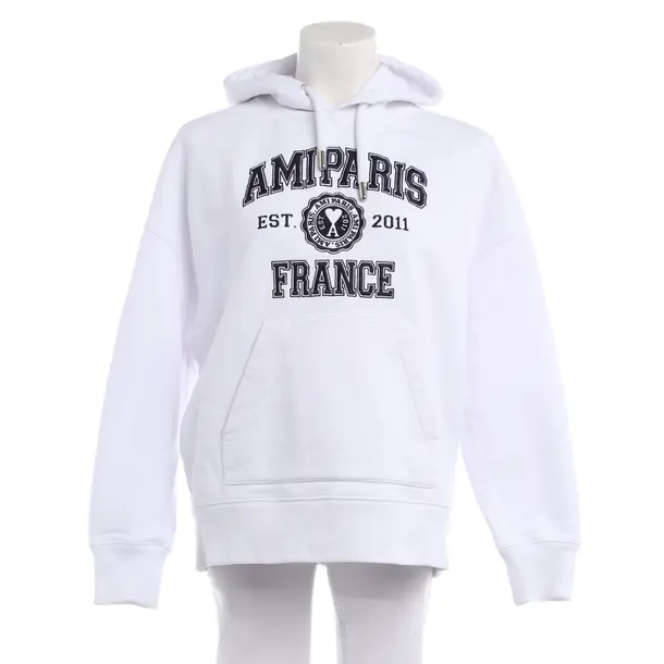 Hoodie in Weiß, Baumwolle, Ami Paris