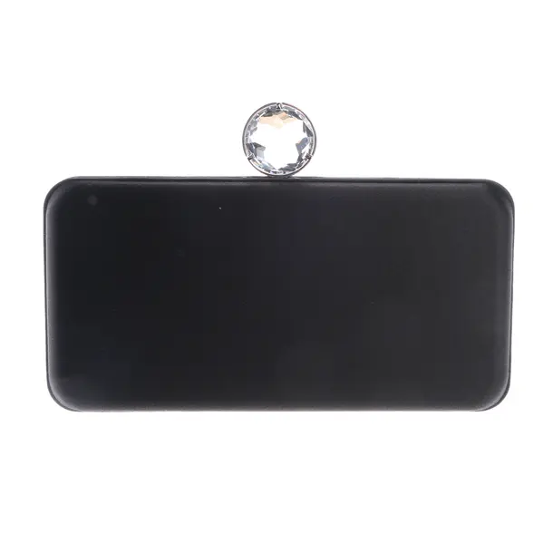 Clutch in Schwarz, Baumwolle, Swarovski