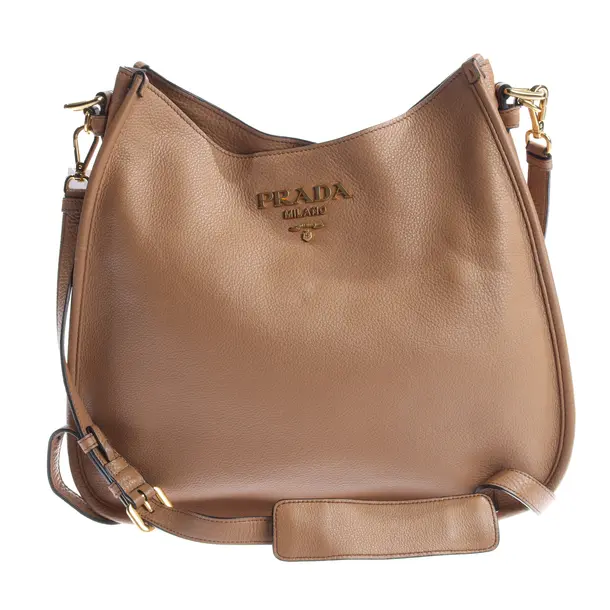 Schultertasche, in Hellbraun, Leder, Prada