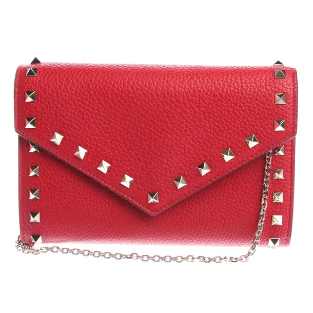 Wallet on Chain in Red, Leather, Valentino