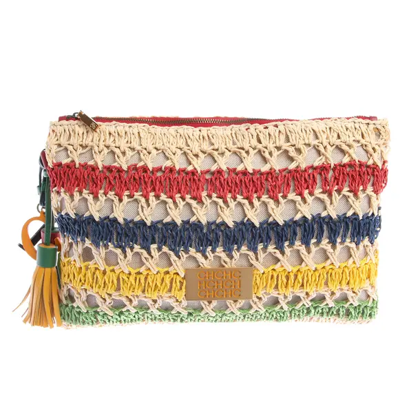 Clutch in Mehrfarbig, Stroh, Carolina Herrera