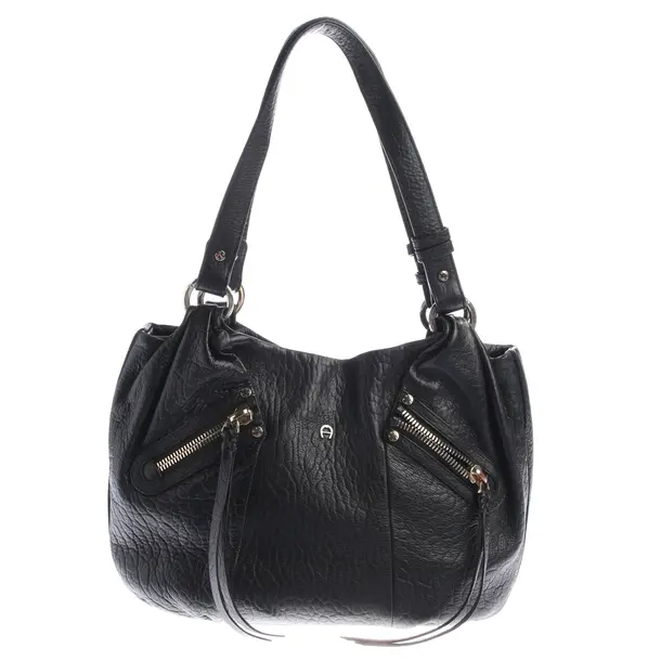 Schultertasche, in Schwarz, Leder, Aigner
