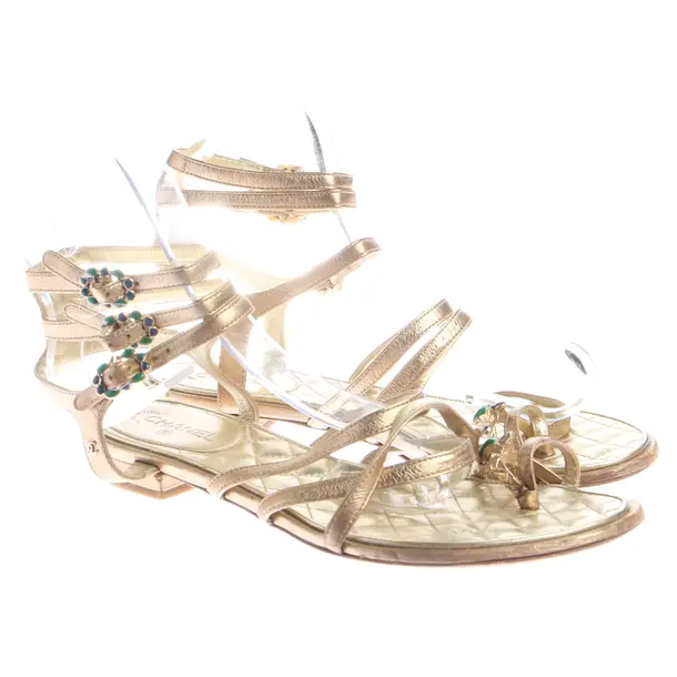 Sandali con cinturino, in Oro, Chanel