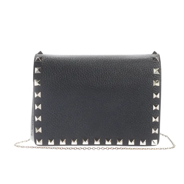 Wallet on Chain, in Black, Leather, Valentino