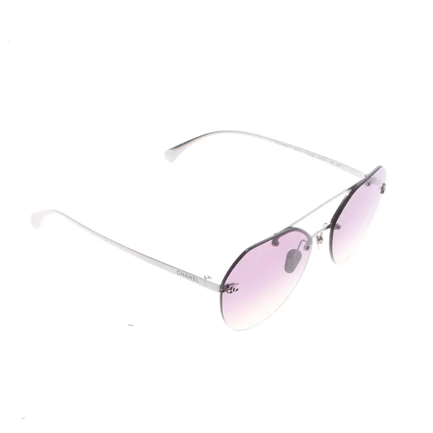 Sunglasses, in Silver, Synthetic / Metal, Chanel