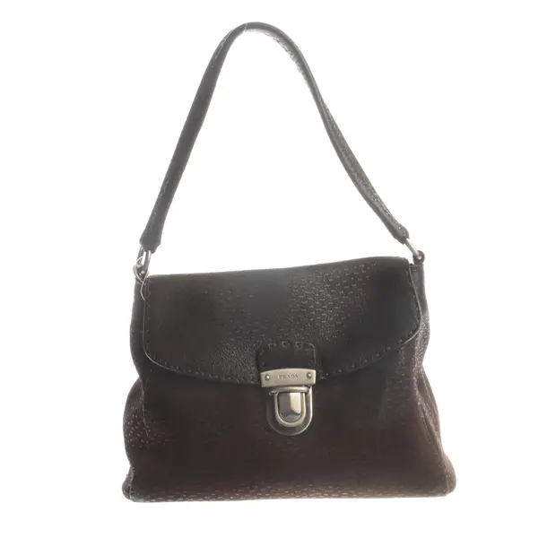 Schultertasche, in Dunkelbraun, Leder, Prada