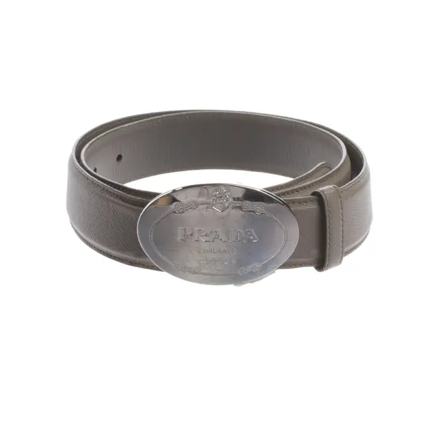 Belt, in Gray, Leather, Prada