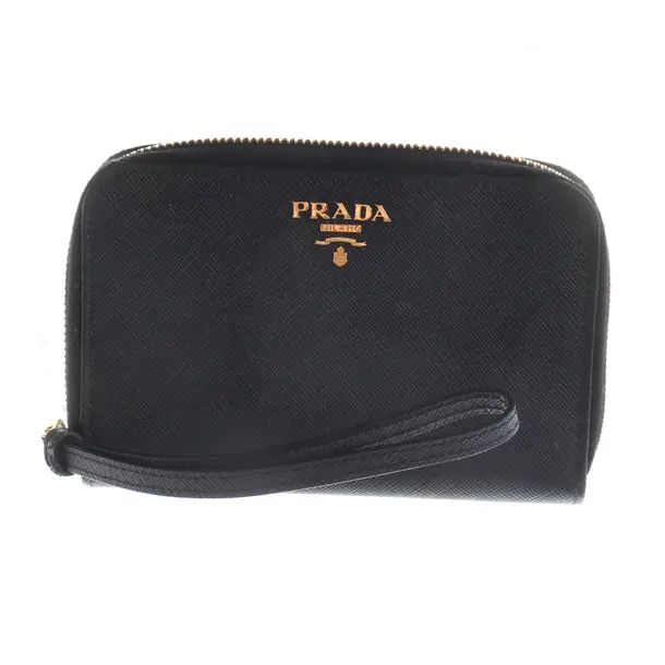 Geldbörse, in Schwarz, Leder, Prada