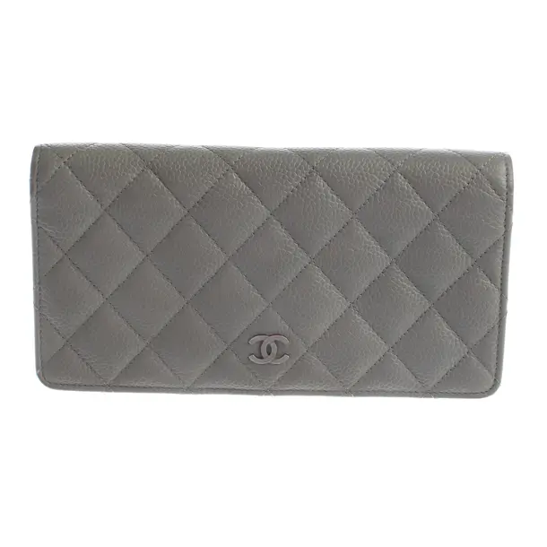 Geldbörse, in Grau, Leder, Chanel