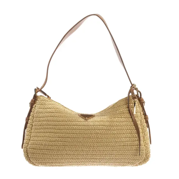 Schultertasche, in Hellbraun, Stroh, Prada