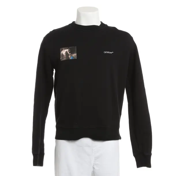 Felpa, in Nero, Cotone, Bianco sporco