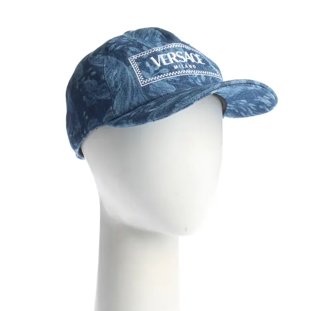 Cap, in Blue, Cotton, Versace