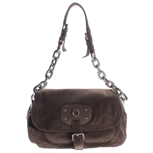 Shoulder Bag, in Dark Brown, Leather, Prada