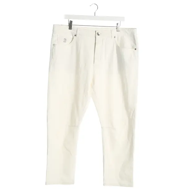 Slim Fit Jeans, in White, Cotton, Brunello Cucinelli