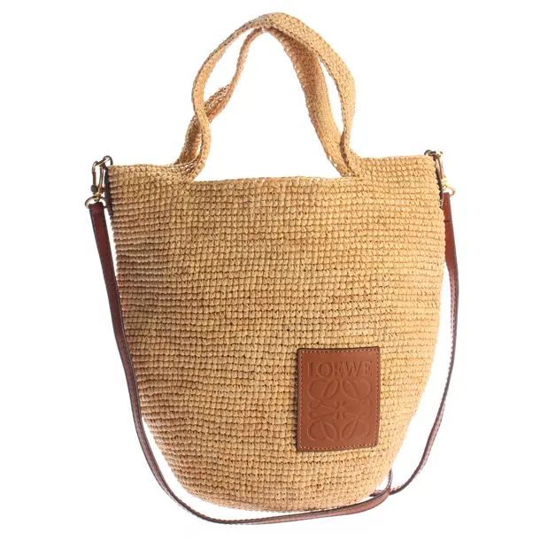 Handtasche, in Braun, Stroh, Loewe