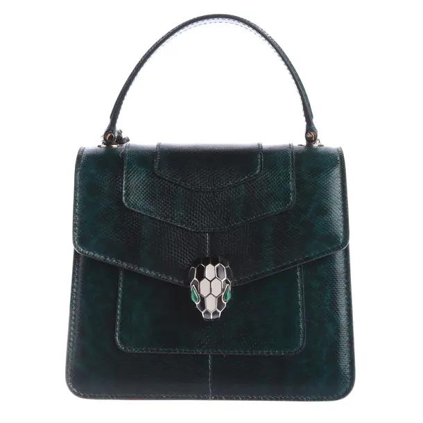 Abendtasche, in Grün, Leder, Bulgari