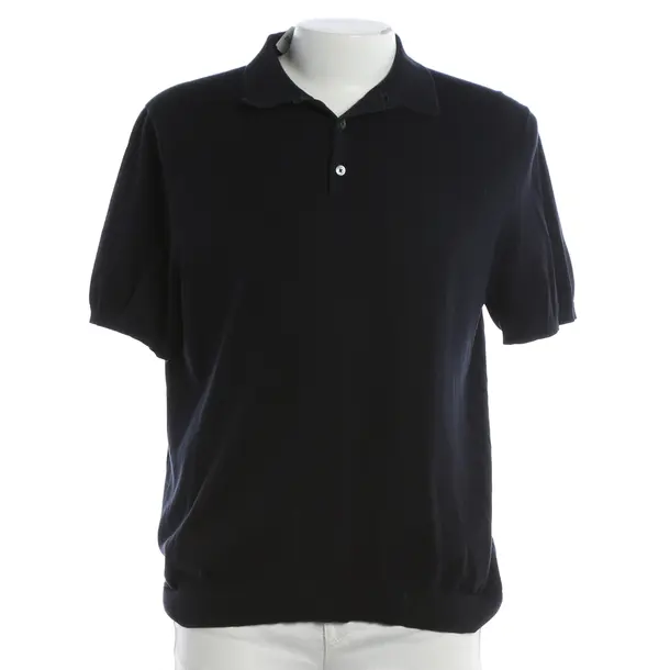 Polo Shirt, in Navy, Cotton, Closed
