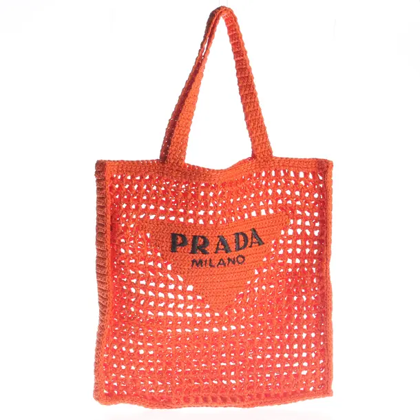Shopper Bag, in Dark Orange, Cotton, Prada