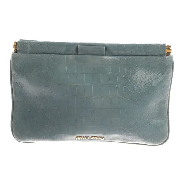 Clutch, in Blau, Leder, Miu Miu